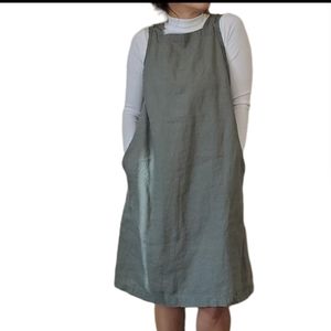 Flax Green Linen Sleeveless Sheath Dress